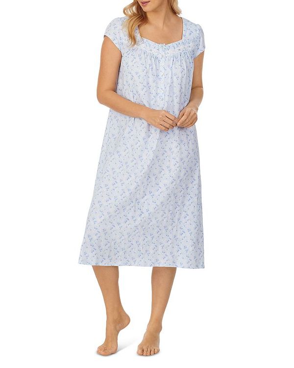 Printed Sleeve Short Cotton トップス シャツ レディース エイレーンウェスト Nightgown Floral Ground Blue シャツ・ブラウス