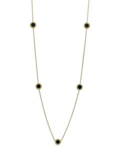 SX fB[X ANZT[ lbNXE`[J[Ey_ggbv [X LAGOS 18K Yellow Gold Covet Onyx Seven Station Caviar Bead Statement Necklace 32" Gold/Black ubN