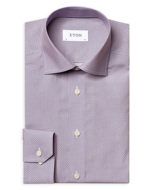Fit Slim Cuff Convertible Print Micro Cotton トップス シャツ メンズ エトン Dress Lavender/Multi Shirt カジュアルシャツ