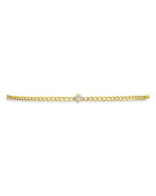 ゾエレフ レディース ネックレス・チョーカー・ペンダントトップ アクセサリー 14K Yellow Gold Cuban Link Choker Pear Diamond Necklace, 12-15" Gold