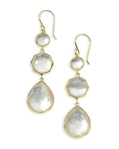 Cb|X^ fB[X ANZT[ sAXECO IPPOLITA 18K Yellow Gold Rock CandyR Mother of Pearl Doublet Triple Drop Earrings White/Gold zCg