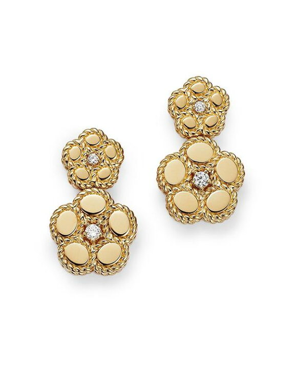 楽天市場】ロバートコイン レディース ピアス・イヤリング アクセサリー 18K Yellow Gold Daisy Diamond Double  Flower Drop Earrings Gold : ReVida 楽天市場店