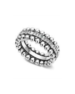 ���S�X ���f�B�[�X �A�N�Z�T���[ �����O LAGOS Sterling Silver Caviar Spark Diamond Band White/Silver �z���C�g
