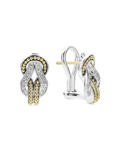 SX fB[X sAXECO ANZT[ 18K Yellow Gold & Sterling Silver Newport Diamond Knot Large Omega Clasp Earrings Silver/Gold