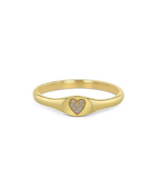 ボタニカル ミディアムベール ゾエレフ レディース リング アクセサリー 14K Yellow Gold Diamond Initial Signet  Ring 通販