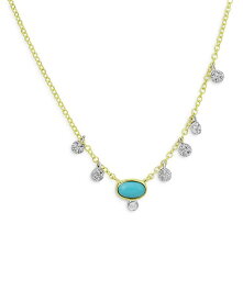 メイラティ レディース ネックレス・チョーカー・ペンダントトップ アクセサリー 14K Yellow Gold Turquoise Necklace with Diamond Charms, 18" Blue/Gold