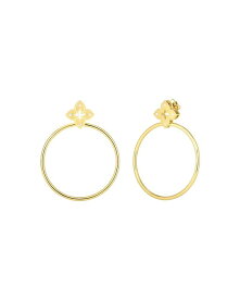 ロバートコイン レディース ピアス・イヤリング アクセサリー 18K Yellow Gold Venetian Princess Diamond Flower Drop Hoop Earrings White/Gold