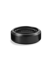 デイビット・ユーマン メンズ リング アクセサリー Men's Black Titanium 8.5mm Beveled Band Black