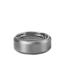 デイビット・ユーマン メンズ リング アクセサリー Men's Gray Titanium 8.5mm Beveled Band Silver