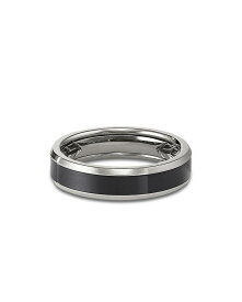 デイビット・ユーマン メンズ リング アクセサリー Men's Black & Gray Titanium 6mm Beveled Band Black/Gray