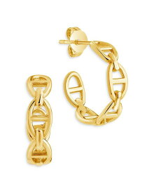 スターリングフォーエバー レディース ピアス・イヤリング アクセサリー Sterling Silver Anchor Chain Hoop Earrings Gold