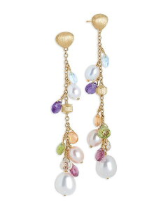 }R r`FS fB[X ANZT[ sAXECO Marco Bicego 18K Yellow Gold Paradise Pearl Mixed Gemstone Diamond and Cultured Freshwater Pearl Drop Earrings Multi/Gold S[h