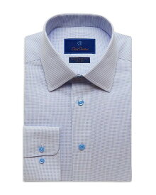デイビッドドナヒュー メンズ シャツ トップス Cotton Non Iron Micro Dash Trim Fit Dress Shirt White/Blue
