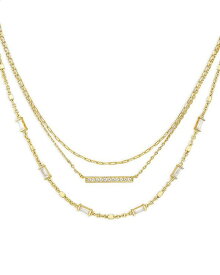 ケンドラスコット レディース ネックレス・チョーカー・ペンダントトップ アクセサリー Addison Pave Bar & Baguette Cubic Zirconia Layered Necklace in 14K Gold Plated, 16"-18" Gold Metal
