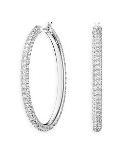 XtXL[ fB[X ANZT[ sAXECO Swarovski Stone Hoop Earrings Silver Vo[