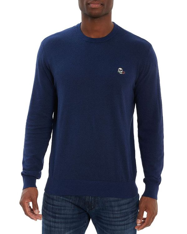 春早割 送料無料 サイズ交換無料 ロバートグラハム メンズ アウター ニット Drifters Sweater 80％以上節約 セーター Navy Cotton Linen