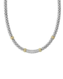 ラゴス レディース ネックレス・チョーカー・ペンダントトップ アクセサリー 18K Gold & Sterling Silver Diamond Lux Collar Necklace, 18" White/Silver