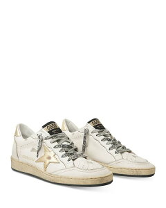 S[fO[X fB[X V[Y Xj[J[ Golden Goose Women's Ball Star Low Top Sneakers White/Gold zCg