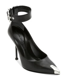アレキサンダー・マックイーン レディース パンプス シューズ Women's Ankle Strap Pointed Metallic Toe Pumps Black/Silver