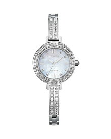 シチズン レディース 腕時計 アクセサリー Eco Drive Silhouette Crystal Watch, 25mm White