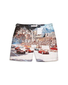 �I�[���o�[ �u���E�� �����Y ���� �n�[�t�p���c�E�V���[�c �v�����g Orlebar Brown Bulldog Photo Print Quick Dry Tailored Fit Swim Trunks Start Your Engine