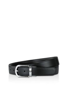 モンブラン メンズ コート アウター Men's Shiny Palladium-Coated Reversible Leather Belt Black