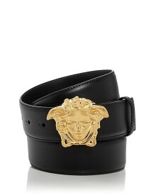 ヴェルサーチ メンズ ベルト アクセサリー Men's Medusa Buckle Leather Belt Black Versace