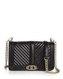 レベッカミンコフ レディース ショルダーバッグ バッグ Chevron Quilted Love Crossbody Black/Gold