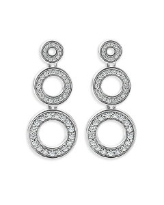 SX fB[X sAXECO ANZT[ Sterling Silver Caviar Spark Diamond Triple Circle Drop Earrings Silver