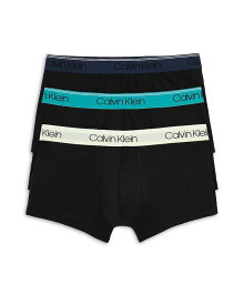 カルバンクライン メンズ ボクサーパンツ アンダーウェア Microfiber Stretch Wicking Low Rise Trunks, Pack of 3 Black with Cobalt Navy and Yellow Wasitband