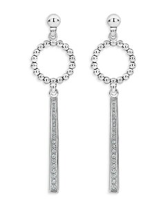 ���S�X ���f�B�[�X �A�N�Z�T���[ �s�A�X�E�C�������O LAGOS Sterling Silver Caviar Spark Diamond & Bead Circle Linear Drop Earrings Silver �V���o�[