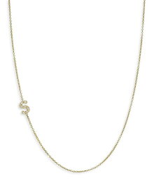 ゾエレフ レディース ネックレス・チョーカー・ペンダントトップ アクセサリー 14K Yellow Gold Diamond Script Initial Asymmetrical Necklace, 16-18" S