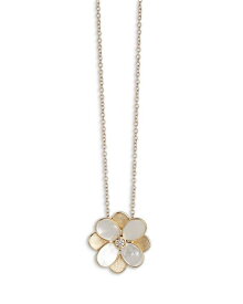マルコ ビチェゴ レディース ネックレス・チョーカー・ペンダントトップ アクセサリー 18K Yellow Gold Petali Mother of Pearl & Diamond Flower Pendant Necklace, 16.5" White/Gold
