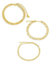 スターリングフォーエバー レディース ブレスレット・バングル・アンクレット アクセサリー Anchor Chain Link Bracelet Set Gold