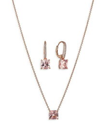 ナディール レディース ネックレス・チョーカー・ペンダントトップ アクセサリー Bridesmaids Colored Stud Earrings & Pendant Necklace Set Rose Gold