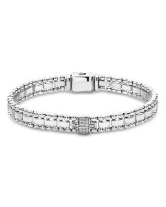 ���S�X ���f�B�[�X �A�N�Z�T���[ �u���X���b�g�E�o���O���E�A���N���b�g LAGOS Sterling Silver Caviar Spark Pave Diamond Link Bracelet White/Silver �z���C�g