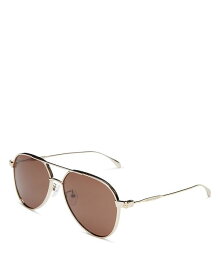 アレキサンダー・マックイーン レディース サングラス・アイウェア アクセサリー Aviator Sunglasses, 59mm Gold/Brown Solid