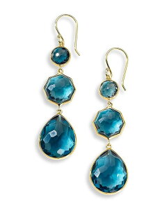 Cb|X^ fB[X ANZT[ sAXECO IPPOLITA 18K Yellow Gold Rock CandyR London Blue Topaz Triple Drop Earrings Blue/Gold u[