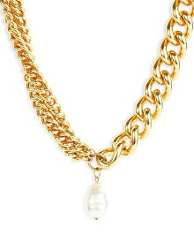 ケネスジェイレーン レディース ネックレス・チョーカー・ペンダントトップ アクセサリー Imitation Pearl Chain Link Pendant Necklace in Gold Tone, 18" White/Gold