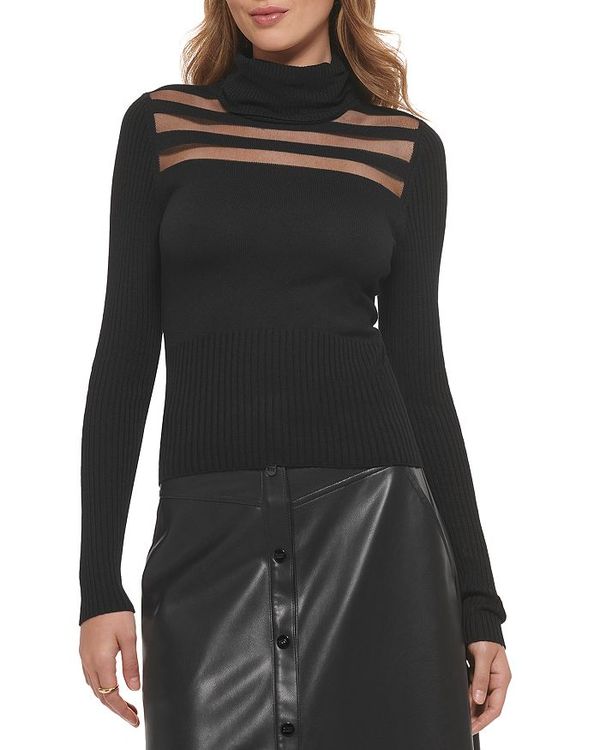 【送料無料】 ダナ キャラン ニューヨーク レディース ニット・セーター アウター Illusion Striped Long Sleeve Sweater Black