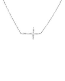 【送料無料】 ロバートコイン レディース ネックレス・チョーカー・ペンダントトップ アクセサリー 18K White Gold Tiny Treasures Diamond Sideways Cross Necklace, 16-18" White