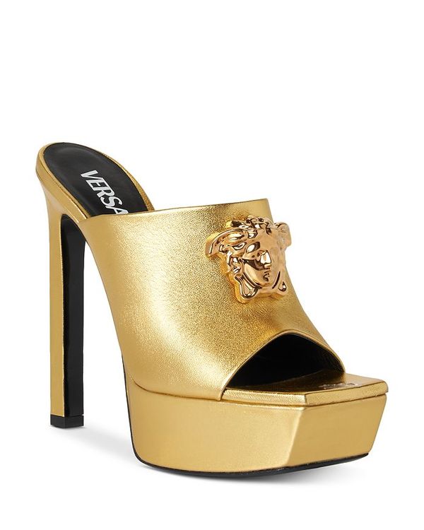 ヴェルサーチ レディース サンダル シューズ Women's Slip On Platform High Heel Sandals Gold-  Versace Gold サンダル