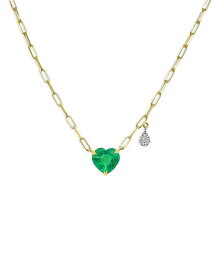 【送料無料】 メイラティ レディース ネックレス・チョーカー・ペンダントトップ アクセサリー White & Yellow Gold Emerald & Diamond Heart Paperclip Link Pendant Necklace, 18" Green/Gold