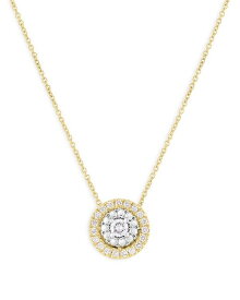 【送料無料】 ロバートコイン レディース ネックレス・チョーカー・ペンダントトップ アクセサリー 18K White & Yellow Gold Siena Diamond Halo Pendant Necklace, 16-18" Gold