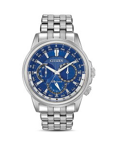 �V�`�Y�� ���f�B�[�X �A�N�Z�T���[ �r���v Citizen Calendrier Watch 44mm Blue/Silver �u���[
