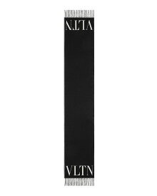 【送料無料】 ヴァレンティノ メンズ マフラー・ストール・スカーフ アクセサリー Wool Logo Scarf Black/White