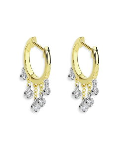 CeB fB[X ANZT[ sAXECO Meira T 14K White Gold & Yellow Gold Diamond Bezel Dangle Hoop Earrings White/Gold zCg