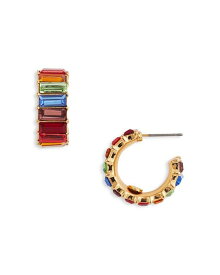 【送料無料】 ケネスジェイレーン レディース ピアス・イヤリング アクセサリー Rainbow Baguette Crystal Hoop Earrings in Gold Tone Multi/Gold