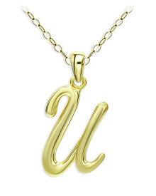 【送料無料】 アクア レディース ネックレス・チョーカー・ペンダントトップ アクセサリー Polished Script Initial Pendant Necklace in 18K Gold-Plated Sterling Silver, 15.5" - 100% Exclusive U