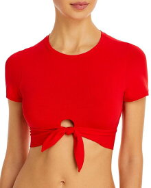 【送料無料】 ロビンピッコーネ レディース Tシャツ トップス Ava Solid Cropped T-Shirt Bikini Top Fiery Red